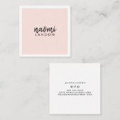 Blush roze modern vierkant minimalistisch wit eleg vierkante visitekaartje (Voorkant / Achterkant)