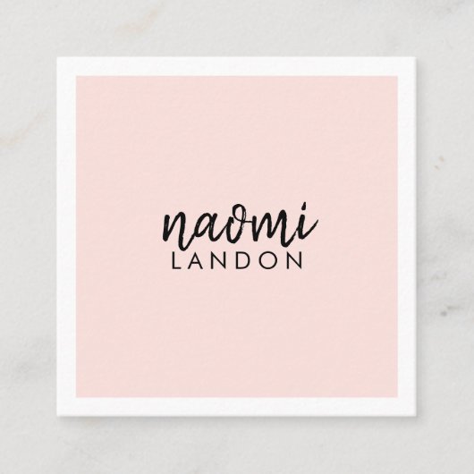 Blush roze modern vierkant minimalistisch wit eleg vierkante visitekaartje (Voorkant)