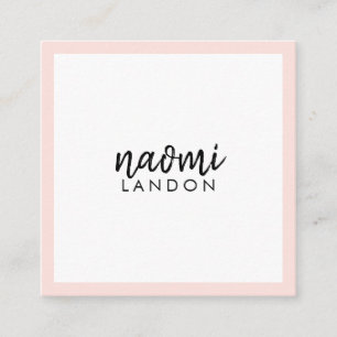 Blush roze modern vierkant minimalistisch wit simp vierkante visitekaartje