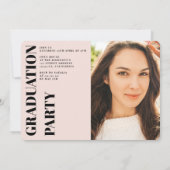 Blush roze moderne 3 foto's afstuderen kaart (Achterkant)