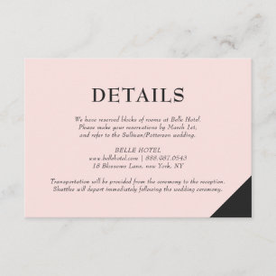 Blush roze moderne accessoires - Accommodatie voor Informatiekaartje