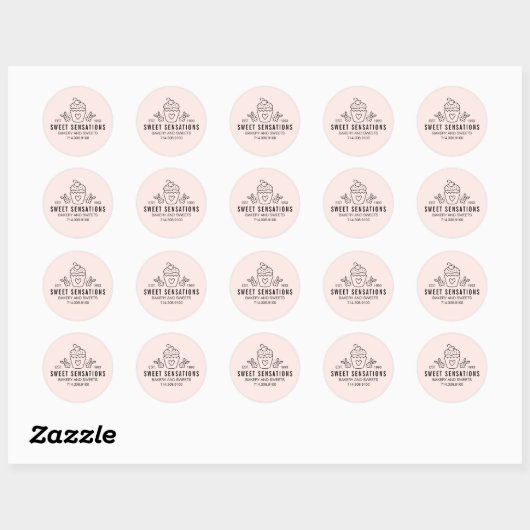 Blush Roze moderne bakkerij Sticker (Vel)