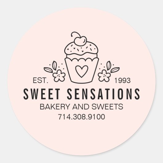 Blush Roze moderne bakkerij Sticker (Voorkant)