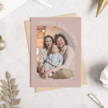 Blush Roze Moderne Boog Foto Kerstmis