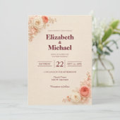 Blush Roze Moderne Elegante Trouw Kaart (Staand voorkant)