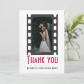 Blush roze moderne film bloemenbruiloft bedankkaart (Staand voorkant)