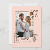 Blush Roze Moderne Foto Bruiloft Save The Date (Voorkant)