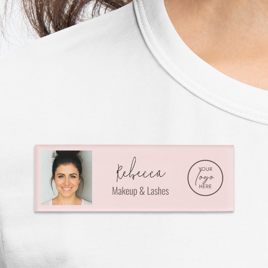 Blush Roze Moderne Foto Logo Make-upstudio Naambadge