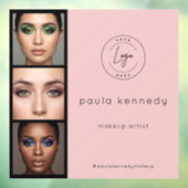 Blush Roze Moderne Foto Make-up 3 Foto Vierkant Raamsticker (Vel 3)