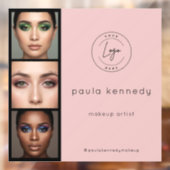 Blush Roze Moderne Foto Make-up 3 Foto Vierkant Raamsticker (Vel 2)