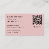 Blush Roze Moderne Foto Make-up QR Code Visitekaartje (Achterkant)