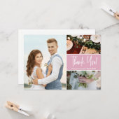 Blush Roze Moderne fotocollage Bruiloft Kaart (Voorkant / Achterkant in situ)