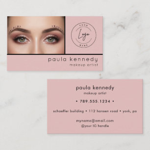 Blush Roze Moderne Fotomake-up Visitekaartje