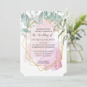 Blush Roze Moderne Geometrische Waterverf Eucalypt Kaart (Staand voorkant)