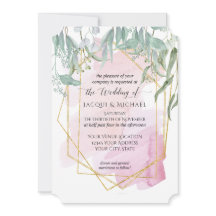 Blush Roze Moderne Geometrische Waterverf Eucalypt