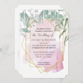 Blush Roze Moderne Geometrische Waterverf Eucalypt Kaart (Voorkant / Achterkant)