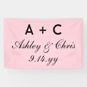 Blush roze moderne gepersonaliseerde bruiloft rece spandoek