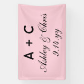 Blush roze moderne gepersonaliseerde bruiloft rece spandoek (Verticaal)