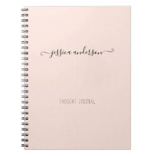 Blush Roze moderne handschriftafbeeldingsscript Notitieboek