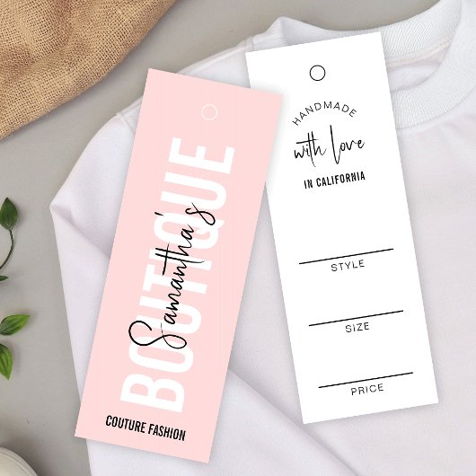 Blush Roze Moderne Kleding Boutique Hang Labels Mini Visitekaartjes