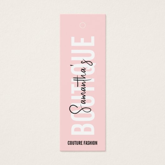 Blush Roze Moderne Kleding Boutique Hang Labels Mini Visitekaartjes (Voorkant)