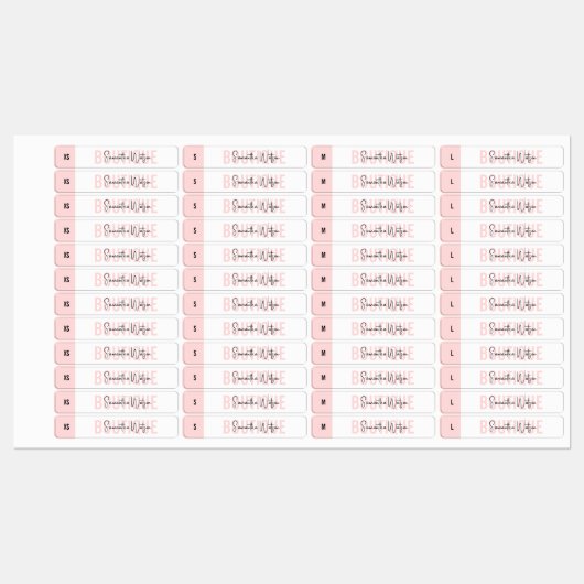 Blush Roze Moderne Kleding Sizing Label Merklabel (Vel)