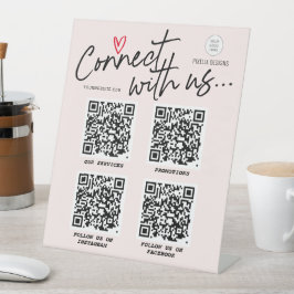 Blush roze Moderne logo QR Code social media sign Reclamebord Met Voetstuk