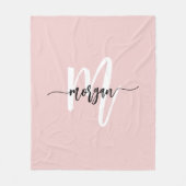 Blush roze moderne meisjesmonogram naam voor scrip fleece deken (Voorkant)