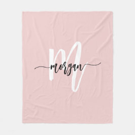 Blush roze moderne meisjesmonogram naam voor scrip fleece deken