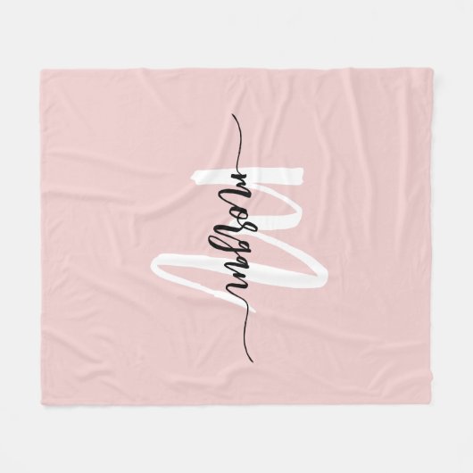 Blush roze moderne meisjesmonogram naam voor scrip fleece deken (Voorkant (Horizontaal))