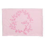 Blush roze moderne meisjesmonogram naam voor scrip kussensloop (Voorkant)