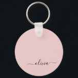Blush roze moderne meisjesmonogram naam voor scrip sleutelhanger<br><div class="desc">Zwart en Blush Roze Eenvoudige Manuscript Naam Keychains (Sleutelhanger) Monogram van het Manuscript. Dit maakt de perfecte liefhebbende 16 verjaardag,  bruiloft,  vrijgezellenfeest,  verjaardagsdag,  baby shower of vrijgezellenfeest voor iemand die van luxe glam en stijl houdt.</div>