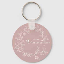 Blush roze moderne meisjesmonogram naam voor scrip sleutelhanger
