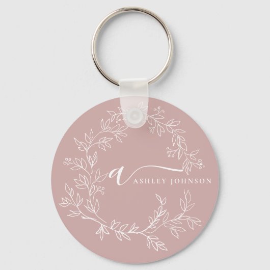 Blush roze moderne meisjesmonogram naam voor scrip sleutelhanger (Voorkant)