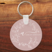 Blush roze moderne meisjesmonogram naam voor scrip sleutelhanger (Voorkant)
