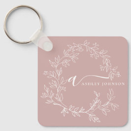 Blush roze moderne meisjesmonogram naam voor scrip sleutelhanger
