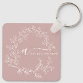 Blush roze moderne meisjesmonogram naam voor scrip sleutelhanger (Achterkant)