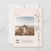 Blush roze | Moderne minimale opslagdatum foto Magnetische Uitnodiging (Voorkant)
