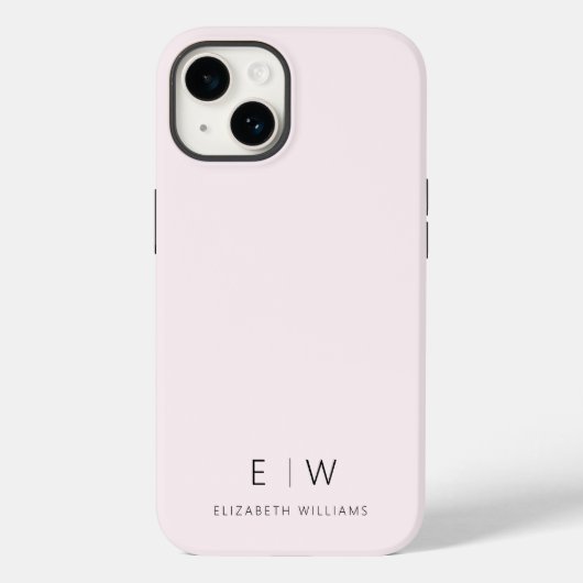 Blush Roze Moderne Minimalistische Monogram Naam Case-Mate iPhone Case (Achterkant)