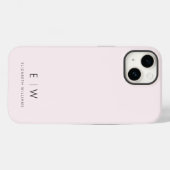 Blush Roze Moderne Minimalistische Monogram Naam Case-Mate iPhone Case (Achterkant (horizontaal))