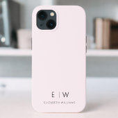 Blush Roze Moderne Minimalistische Monogram Naam Case-Mate iPhone Case
