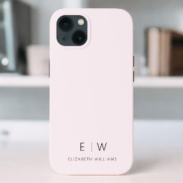Blush Roze Moderne Minimalistische Monogram Naam Case-Mate iPhone Case