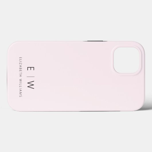 Blush Roze Moderne Minimalistische Monogram Naam Case-Mate iPhone Case (Achterkant (horizontaal))