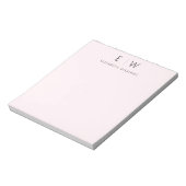 Blush Roze Moderne Minimalistische Monogram Naam Notitieblok (Linkerzijde)