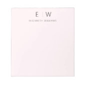Blush Roze Moderne Minimalistische Monogram Naam Notitieblok (Voorkant)