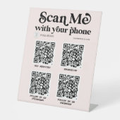 Blush roze moderne QR-code Trendy bedrijfsteken Reclamebord Met Voetstuk (Voorkant)