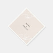 Blush Roze Moderne Rand Elegante Monogram Bruiloft Servet (Hoek)