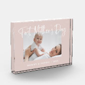 Blush roze | Moderne script, eerste Moederdag Fotoblokken (Links)