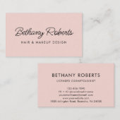 Blush roze moderne Script-handschoenen en -map Visitekaartje (Voorkant / Achterkant)