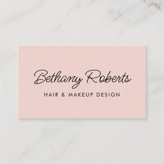 Blush roze moderne Script-handschoenen en -map Visitekaartje (Voorkant)